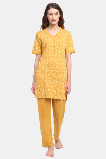 Buy Kanvin Modal Pyjama Set Honey Gold at Rs.2499 online Nightwear online